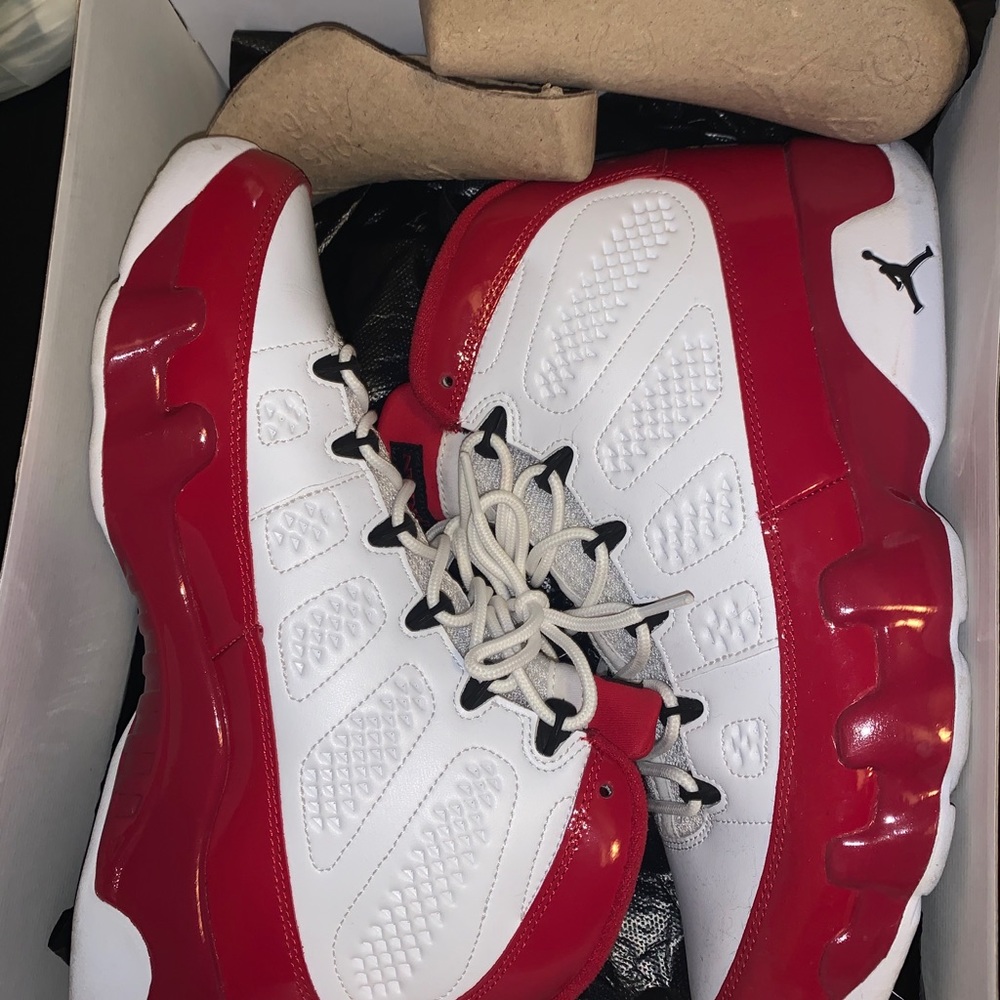 Size 10.5 Air Jordan 9s white/red